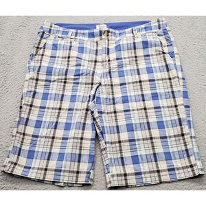Bass Chino Shorts Men's 16‎ Multi Plaid Cotton Slash Pockets Mid Rise Flat Front